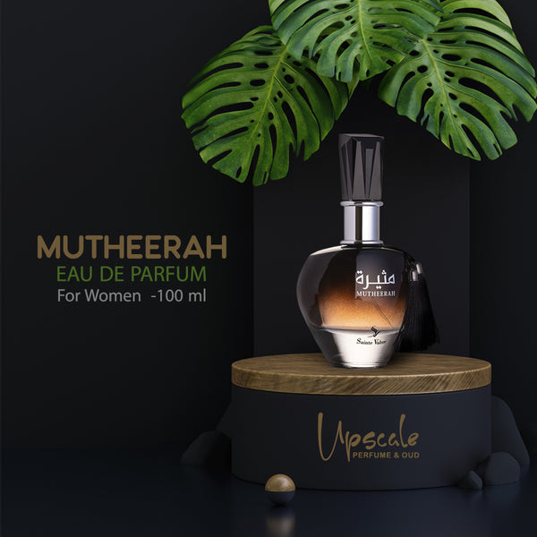 luxury of Sainte valere Eau de Parfum Mutheerah, a seductive, signature aroma from the Kingdom of Saudi Arabia.luxurious scent of Arabia in 3.4 FL Oz