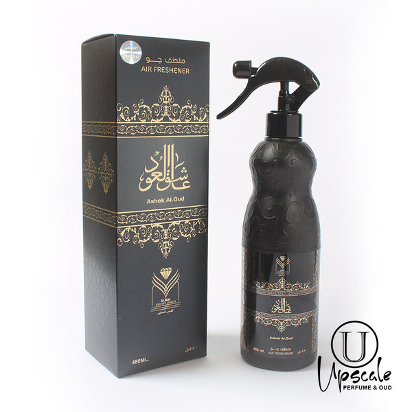 OUDH Air Freshener ASHEK AL Oud (OUDH LOVER) 480ML-عاشق العود- Sandalwood, saffron and musk By Al Mas co Saudia Arabia